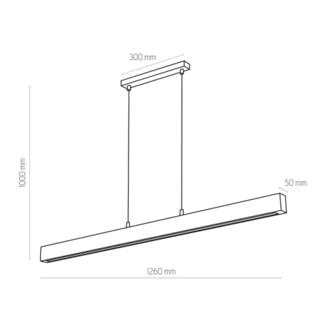 Żyrandol LED drewniana listwa nad stół w salonie TK 1389 z serii TEO - wymiary
