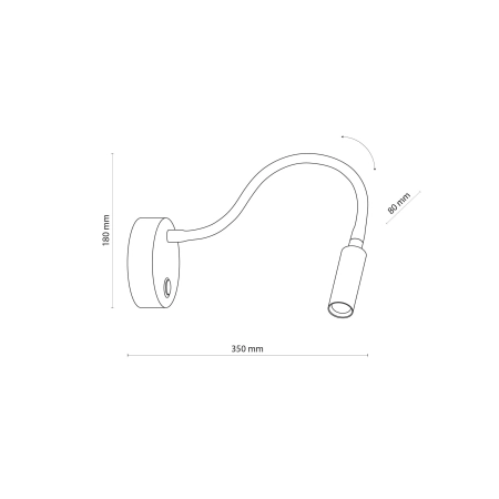 Elastyczna lampa ścienna ze złotą tubą i włącznikiem TK 1433 z serii LAGOS - wymiary