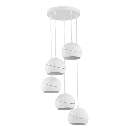 Biała kaskada dekoracyjnych kloszy, lampa do salonu TK 2075 z serii YODA