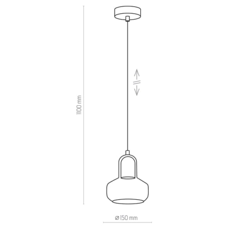 Lampa wisząca z przyciemnionym kloszem, do jadalni TK 2320 z serii VICHY - wymiary