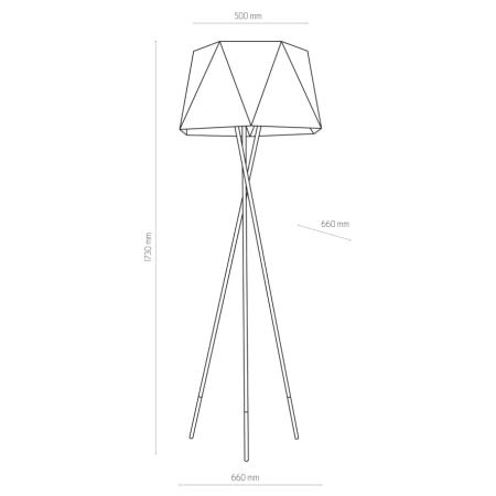 Designerska lampa podłogowa elegancki trójnóg TK 3110 z serii IVO - wymiary