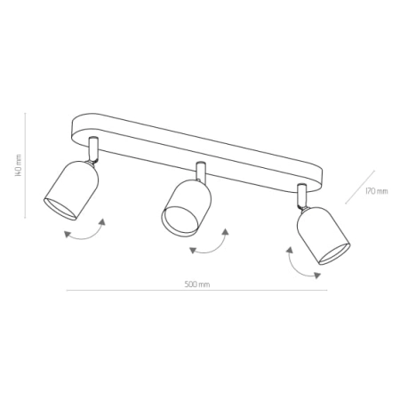 Szara lampa sufitowa do industrialnej sypialni TK 3304 z serii TOP - wymiary