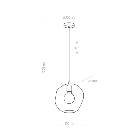 Żyrandol z dekoracyjnym, nieregularnym kloszem TK 3367 z serii SOL - wymiary