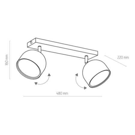 Nowoczesna lampa z białymi reflektorami TK 3415 z serii ALTEA - wymiary