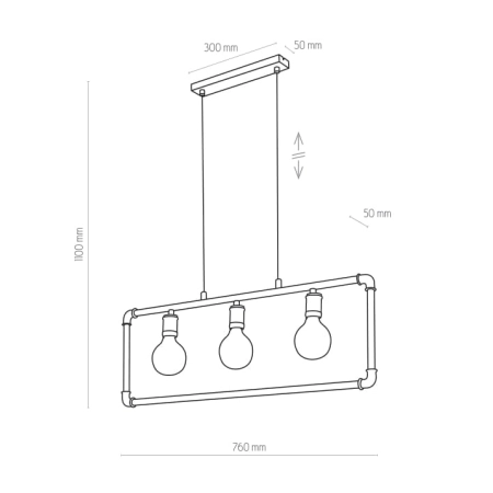 Lampa wisząca czarno-złota ramka nad stół TK 4146 z serii HYDRIA - wymiary