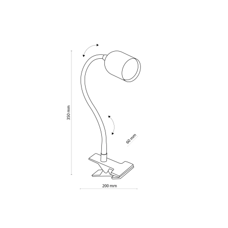 Biała, regulowana lampka biurkowa na klipsie TK 4559 z serii TOP - wymiary