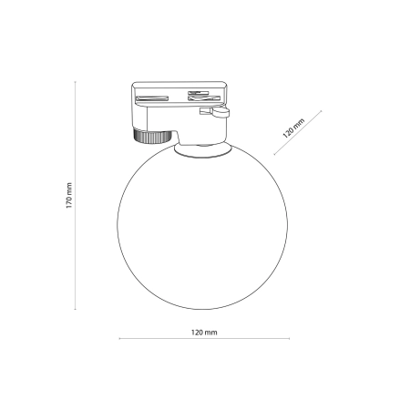 Kulista lampa do szynoprzewodu 1-fazowego TK 4922 z serii TRACER - wymiary