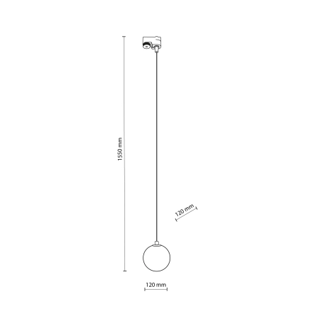 Dymiona lampa wisząca do listwy 1-fazowej TK 4926 z serii TRACER - wymiary