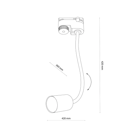 Elastyczna lampa do szyny jednofazowej TK 4955 z serii TRACER - wymiary