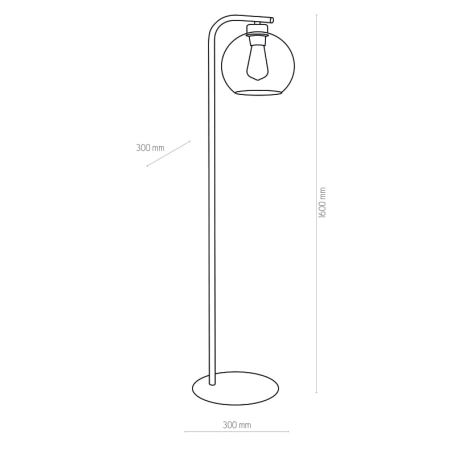 Lampa podłogowa z okrągłym kloszem TK 5051 z serii CUBUS GRAPHITE - wymiary