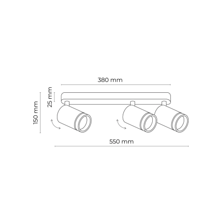 Listwa sufitowa, biały reflektor do kuchni TK 6915 z serii JET WHITE - wymiary