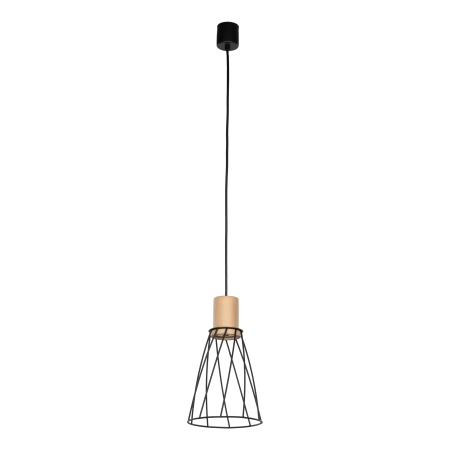Smukła, druciana lampa z drewnem TK 10155 z serii MODESTO WOOD SOSNA