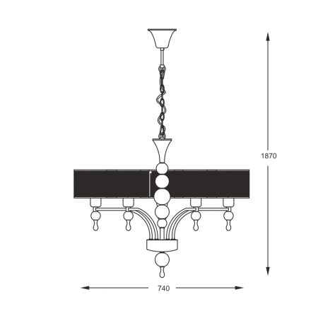 Srebrny żyrandol do eleganckiego salonu P1550-05A-F4B3 z serii JEWELERY 3