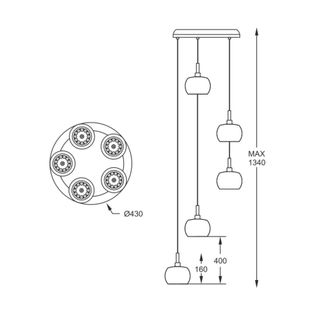 Lampa wisząca P0076-05M-B5FZ z serii CRYSTAL 4