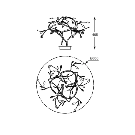 Dekoracyjna, ledowa lampa sufitowa z listkami PL170511-3 z serii BELLE 2