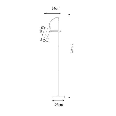 Prosta, industrialna, czarna lampa stojąca F18014-GU10-BK z serii TENSO 2