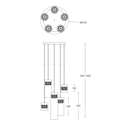 Lampa wisząca P0389-05D-F7AC z serii GEM 3