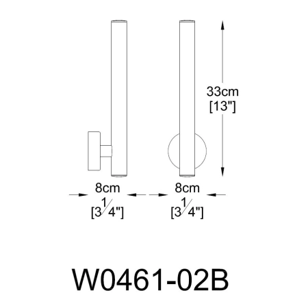 Kinkiet ledowy, wąska, czarna tuba do holu W0461-02B-P7P7 z serii LOYA 2