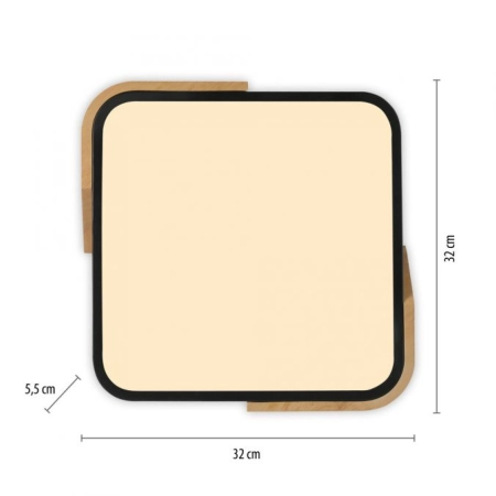 Kwadratowy plafon LED z drewnem, do sypialni ZM 14289-18 z serii BILA - 3