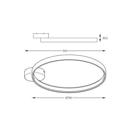 Biała lampa sufitowa, obręcz LED, do salonu LA0771 z serii CIRCLE - wymiary