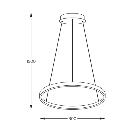 Duża lampa wisząca LED, koło ⌀80cm 2023201-BK80 z serii BRENO - wymiary