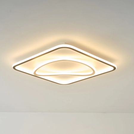 Kwadratowy plafon LED do salonu MX3889-1B-3BGT z serii LENS - 4